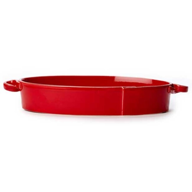 Vietri Lastra Handled Oval Baker - Red