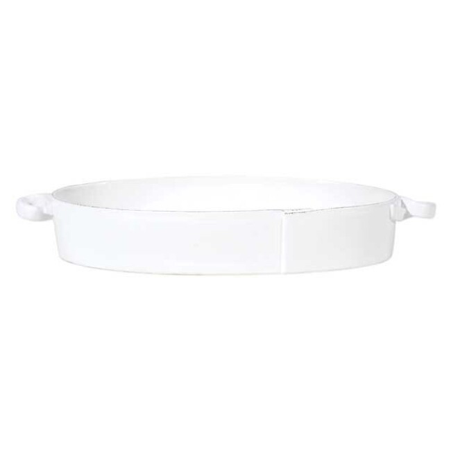 Product Vietri Lastra Handled Oval Baker - White