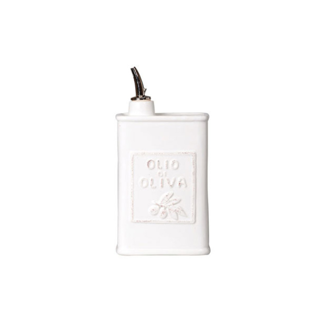 Vietri Lastra Olive Oil Can - White