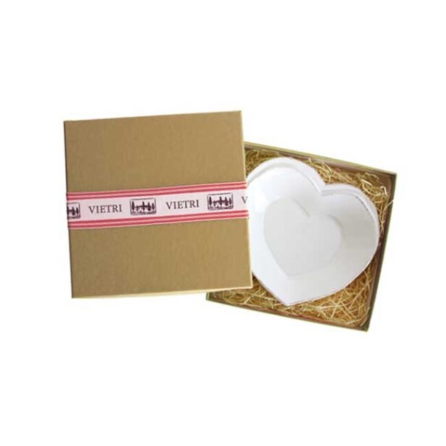 Product Vietri Lastra Heart Dish - White