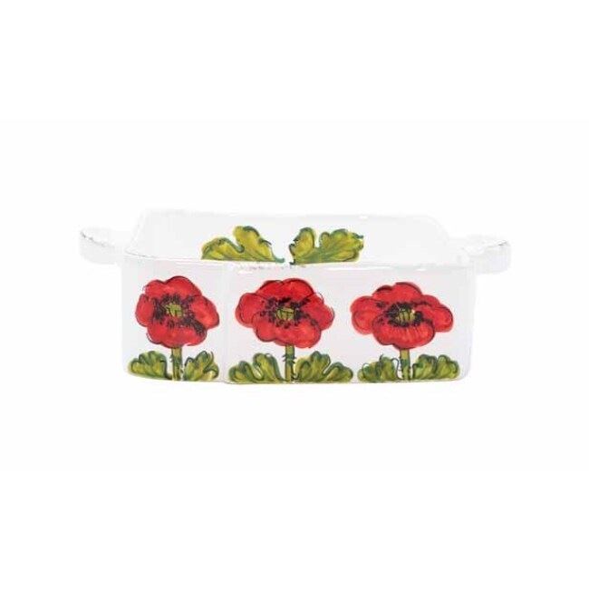 Vietri Lastra Poppy Square Baker