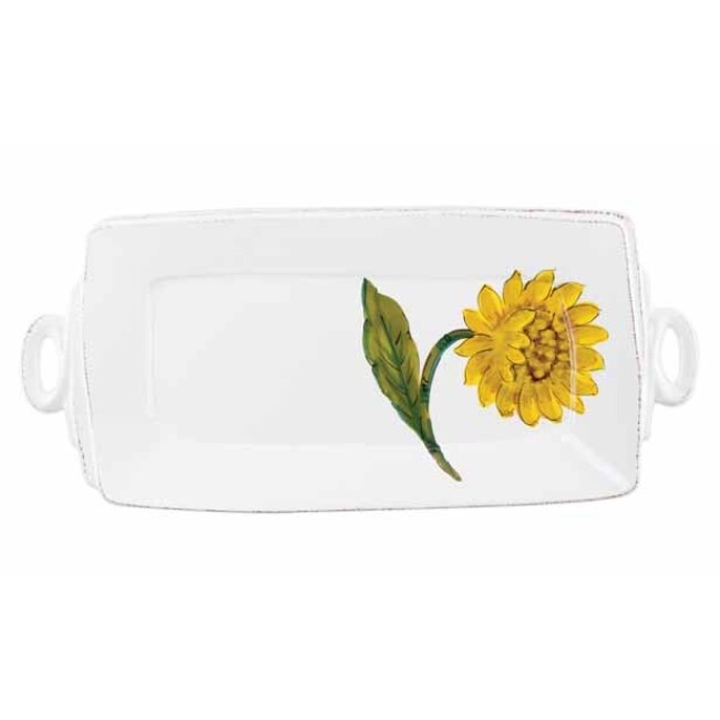Vietri Lastra Sunflower Handled Rectangular Platter