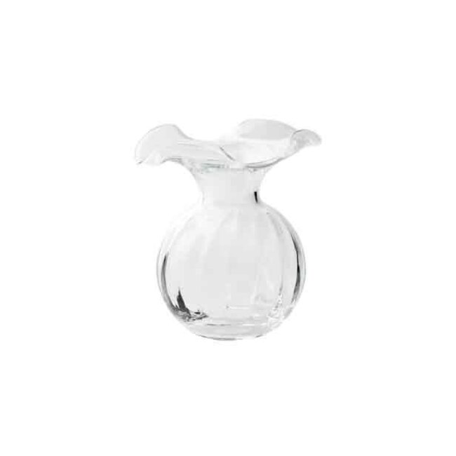 Vietri Hibiscus Glass Italian Clear Small Fluted Vase