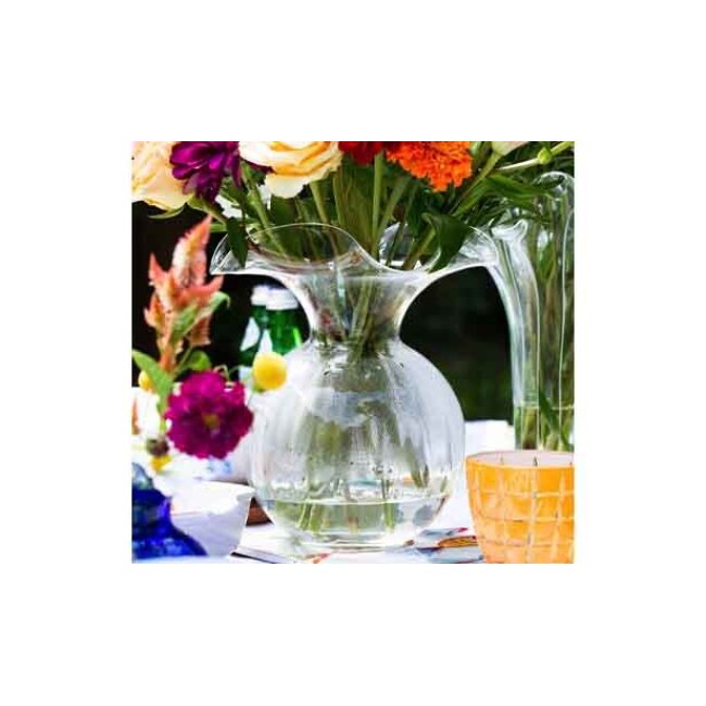 Vietri Hibiscus Glass Clear Medium Fluted Vase 2