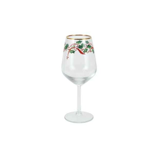 Vietri Holly Wine Glass