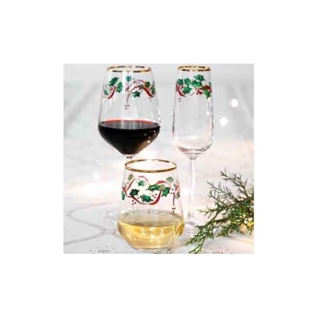Vietri Holly Stemless Wine Glass 2
