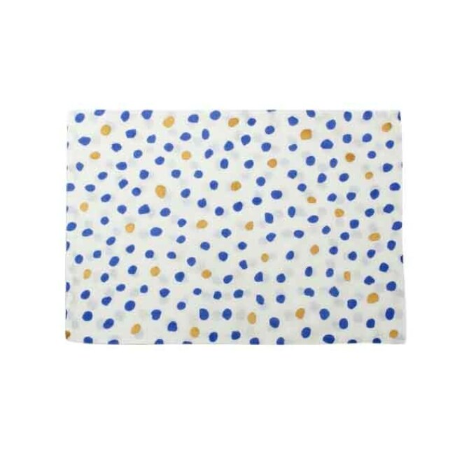 Vietri Bohemian Linens Dot Blue/Gold Reversible Placemats | Set of 4