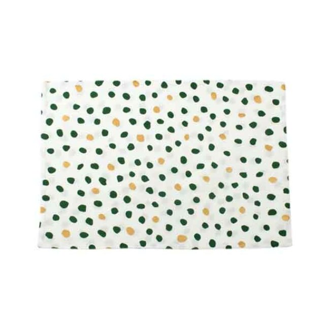 Vietri Bohemian Linens Dot Green/Gold Reversible Placemats | Set of 4