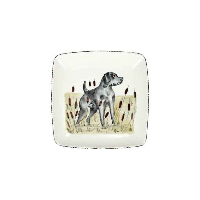 Vietri Wildlife Black Hunting Dog Square Platter