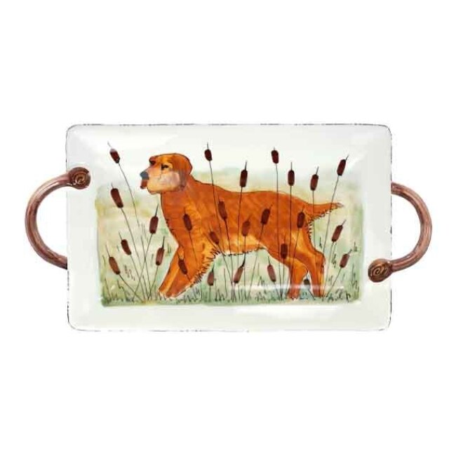 Product Vietri Wildlife Hunting Dog Handled Rectangular Platter