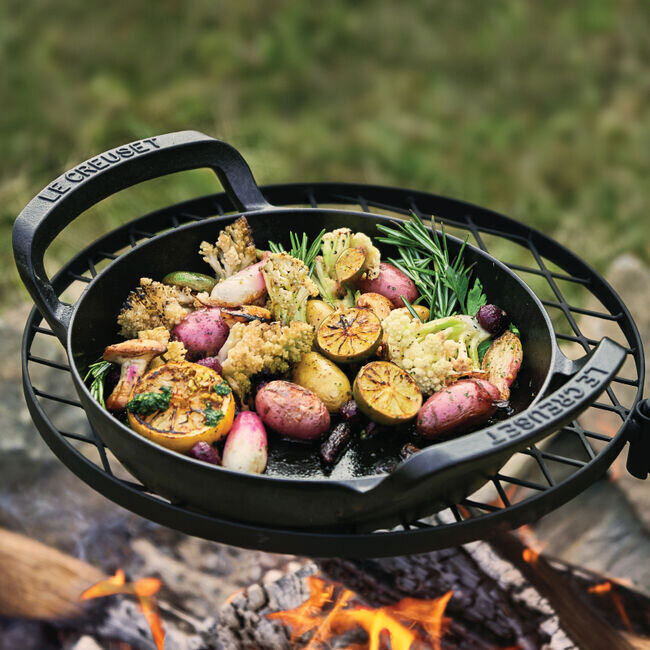 Le Creuset Alpine Outdoor Collection Skillet in use