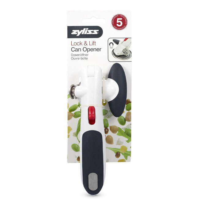 Zyliss Lock N' Lift Can Opener with Lid Lifter Magnet | White