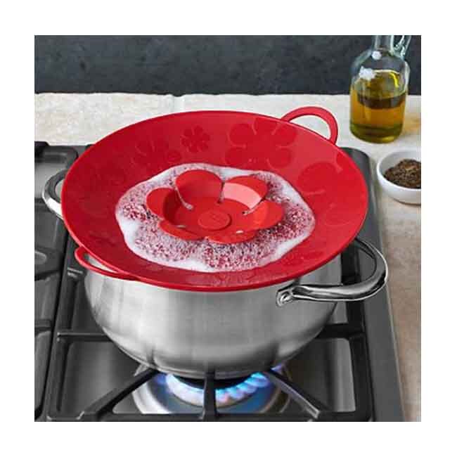 Red Flower Spill Stopper in use