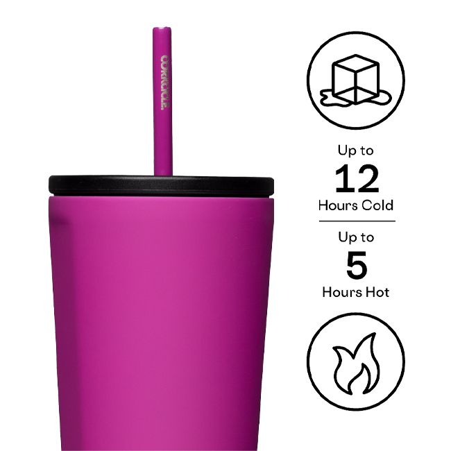 Corkcicle, 24oz Tumbler with Stainless Steel Straw, Matte Black