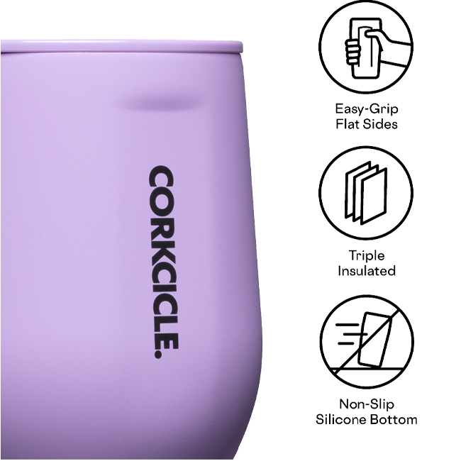 Corkcicle Neon Lights - 12 oz. Stemless Wine Glass | Sun Soaked Lilac