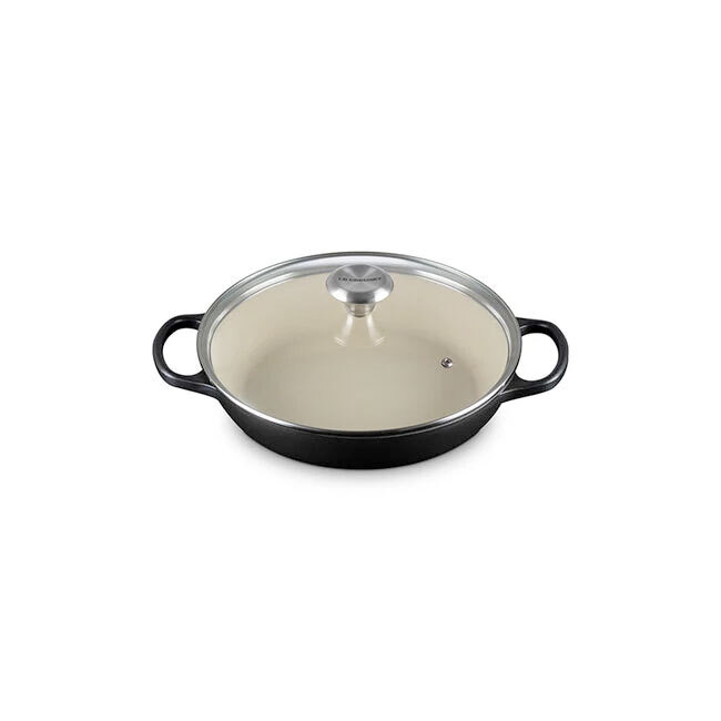 Le Creuset Signature 2.25 Qt. Enameled Cast Iron Braiser with Glass Lid | Licorice