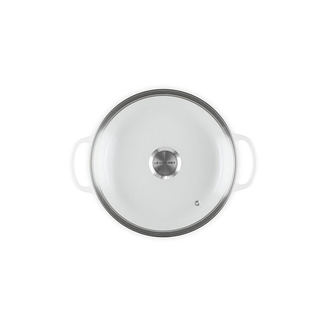 Le Creuset Signature 2.25 Qt. Enameled Cast Iron Braiser with Glass Lid | White