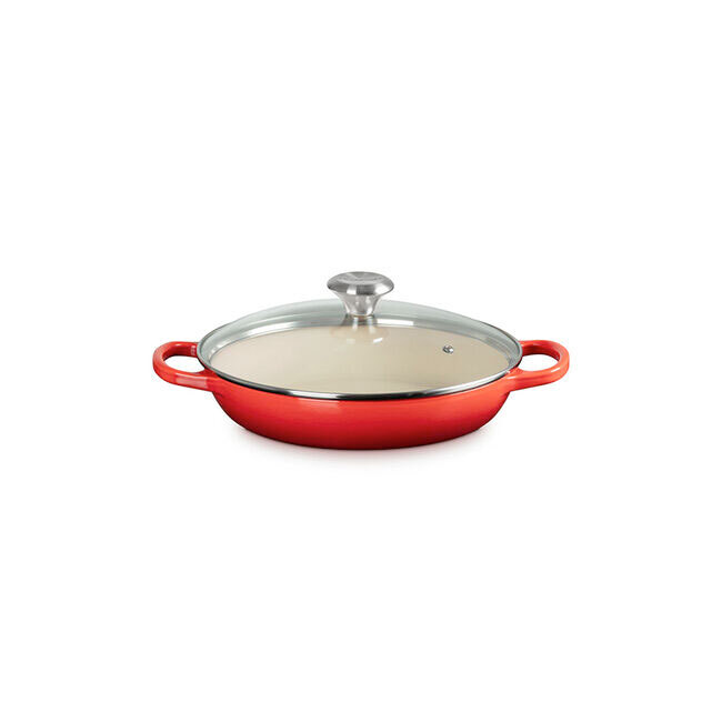 Le Creuset Signature 2.25 Qt. Enameled Cast Iron Braiser with Glass Lid | Cerise