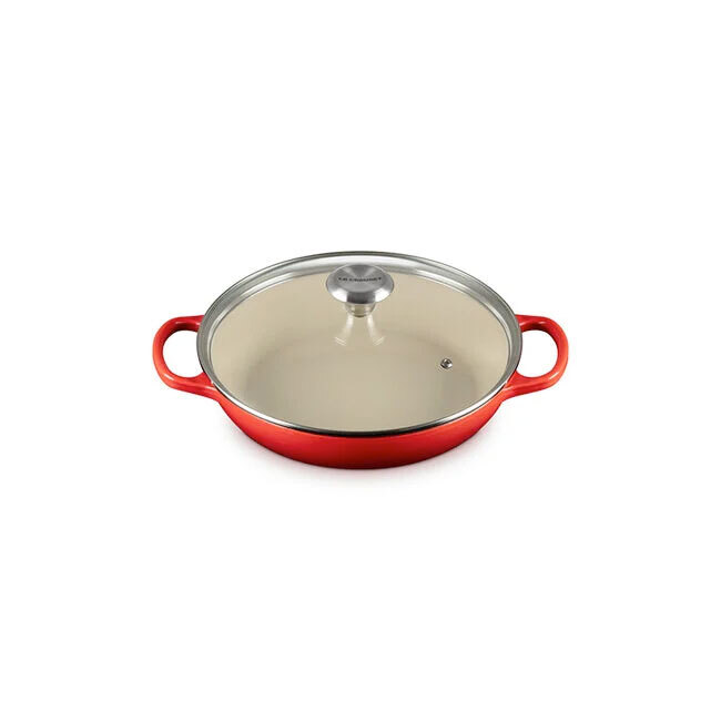 Le Creuset Signature 2.25 Qt. Enameled Cast Iron Braiser with Glass Lid | Cerise