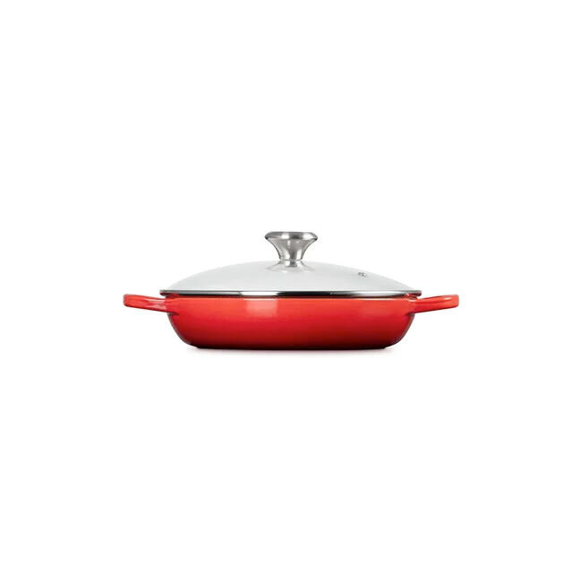 Le Creuset Signature 2.25 Qt. Enameled Cast Iron Braiser with Glass Lid | Cerise