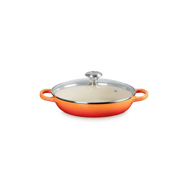 Le Creuset Signature 2.25 Qt. Enameled Cast Iron Braiser with Glass Lid | Flame
