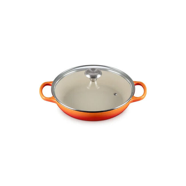 Le Creuset Signature 2.25 Qt. Enameled Cast Iron Braiser with Glass Lid | Flame