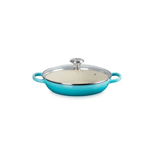 Le Creuset Signature 2.25 Qt. Enameled Cast Iron Braiser with Glass Lid | Caribbean