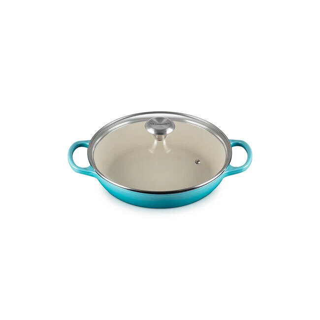 Le Creuset Signature 2.25 Qt. Enameled Cast Iron Braiser with Glass Lid | Caribbean