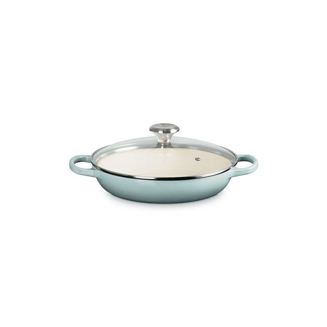 Le Creuset Signature 2.25 Qt. Enameled Cast Iron Braiser with Glass Lid | Sea Salt
