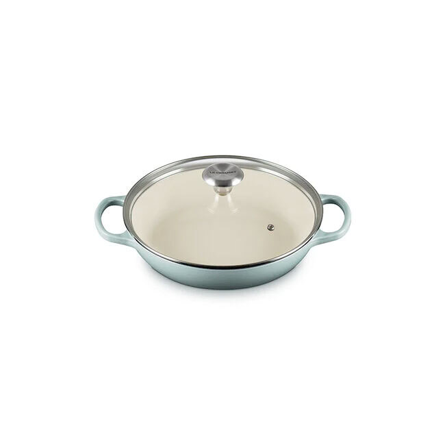 Le Creuset Signature 2.25 Qt. Enameled Cast Iron Braiser with Glass Lid | Sea Salt