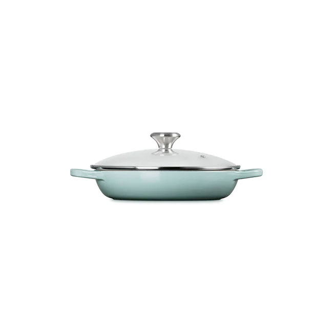 Le Creuset Signature 2.25 Qt. Enameled Cast Iron Braiser with Glass Lid | Sea Salt