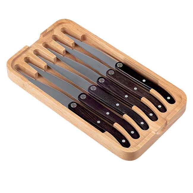 TB Groupe Laguiole Boxed 6-Steak Knives Set – Dark Wood Handle