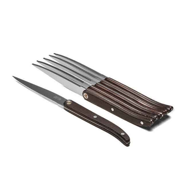 TB Groupe Laguiole Boxed 6-Steak Knives Set – Dark Wood Handle