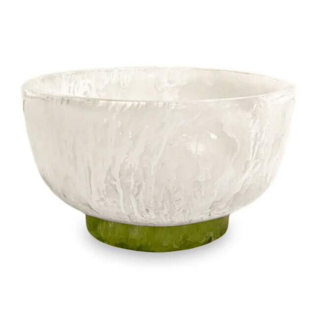 Beatriz Ball RESIN Rio Small Bowl with Base (White and Green)