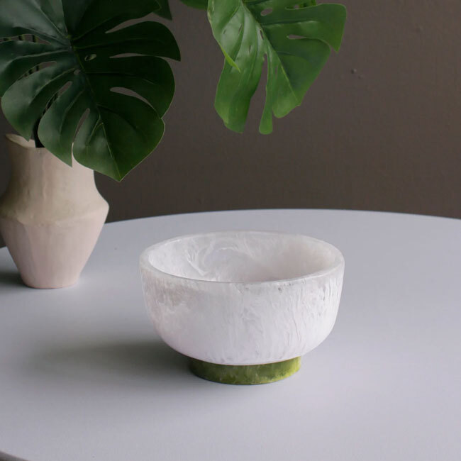 Beatriz Ball RESIN Rio Small Bowl with Base (White and Green)