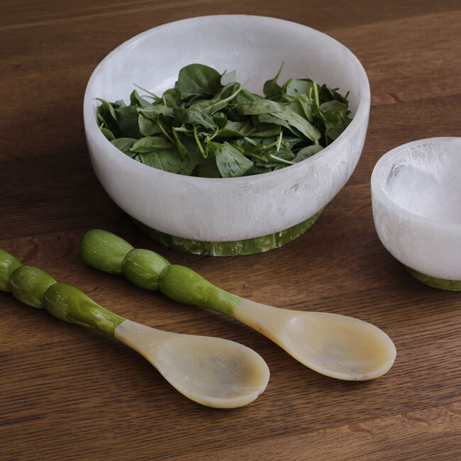 Beatriz Ball RESIN Rio Small Bowl with Base (White and Green)