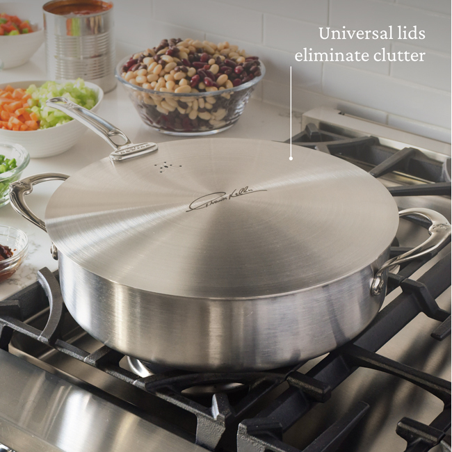 Hestan | Thomas Keller Insignia™ Commercial Clad Stainless Steel 6 Qt. Open Rondeau with Universal Lid