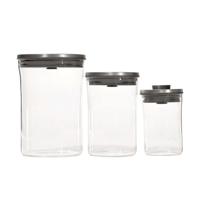 Product OXO Steel 3-Piece POP Round Canister Graduated Set