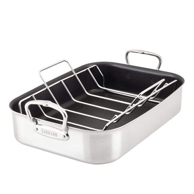 Hestan Provisions 16.5-inch Classic Clad Nonstick Roaster with Rack