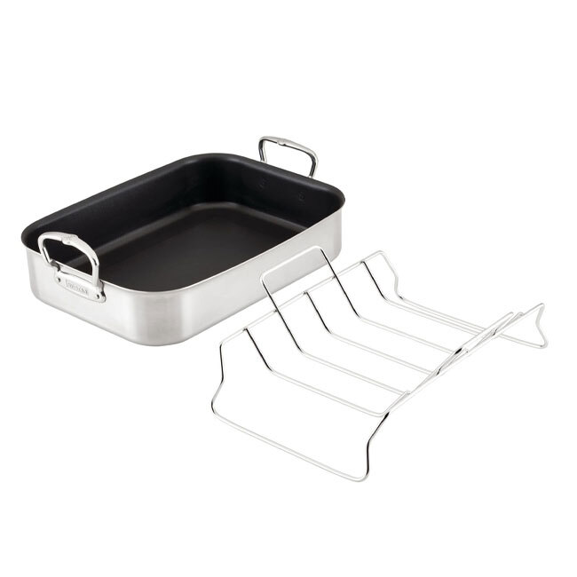 Hestan Provisions 16.5-inch Classic Clad Nonstick Roaster with Rack - separate