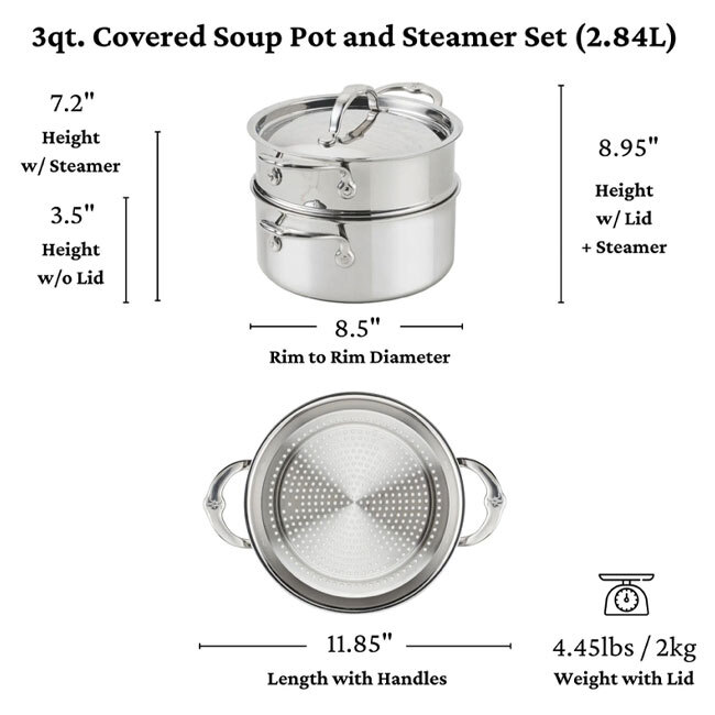 Hestan ProBond® Luxe™ Polished Clad Stainless Steel 3-Qt. Soup Pot & Steamer Set