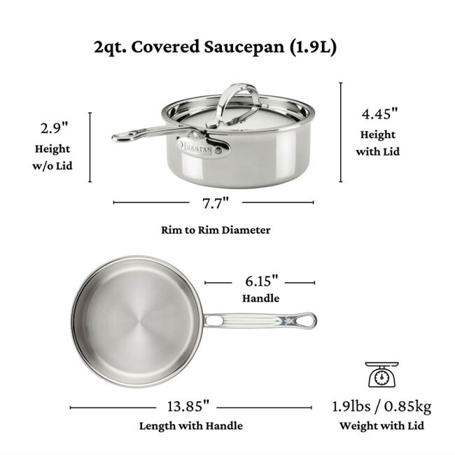 Hestan ProBond® Luxe™ Polished Clad Stainless Steel 2.0 Qt Saucepan w/Lid