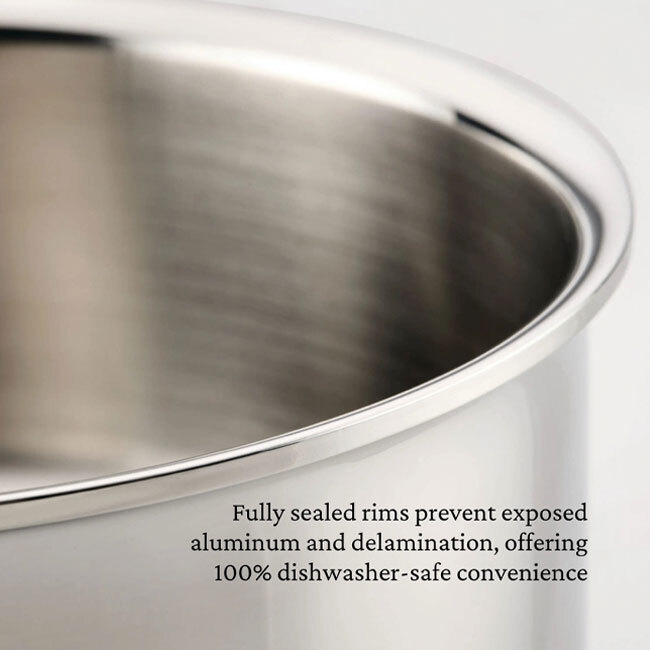 Hestan ProBond® Luxe™ Polished Clad Stainless Steel 3.5 Qt. Sauté Pan w/Lid - rim