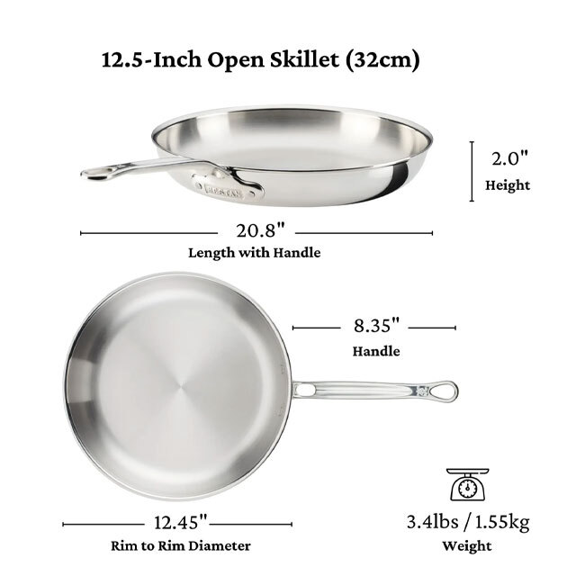 Hestan ProBond® Luxe™ Polished Clad Stainless Steel 12.5” Skillet