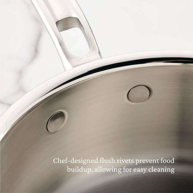 Hestan ProBond® Luxe™ Polished Clad Stainless Steel 2 Qt. Saucier Pan - detail