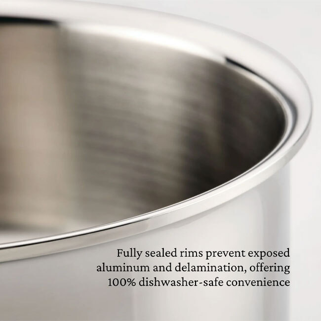 Hestan ProBond® Luxe™ Polished Clad Stainless Steel 2 Qt. Saucier Pan - detail