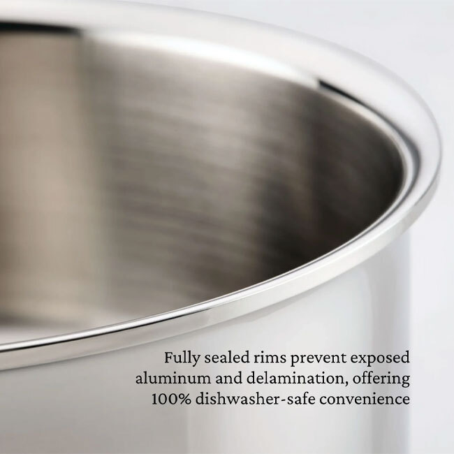 Hestan ProBond® Luxe™ Polished Clad Stainless Steel 6 Qt. Rondeau w/Lid - detail