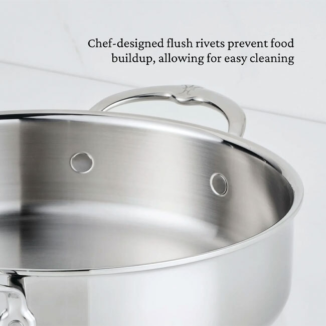Hestan ProBond® Luxe™ Polished Clad Stainless Steel 6 Qt. Rondeau w/Lid - detail