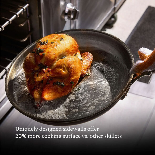Hestan ProBond® Luxe™ Polished Clad Stainless Steel 11” Covered Skillet in use