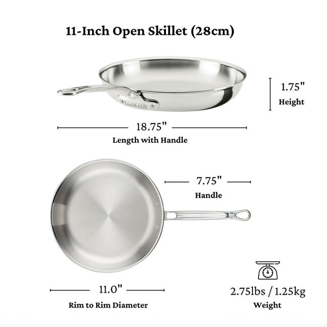 Hestan ProBond® Luxe™ Polished Clad Stainless Steel Signature Set | 5-Piece - dimensions